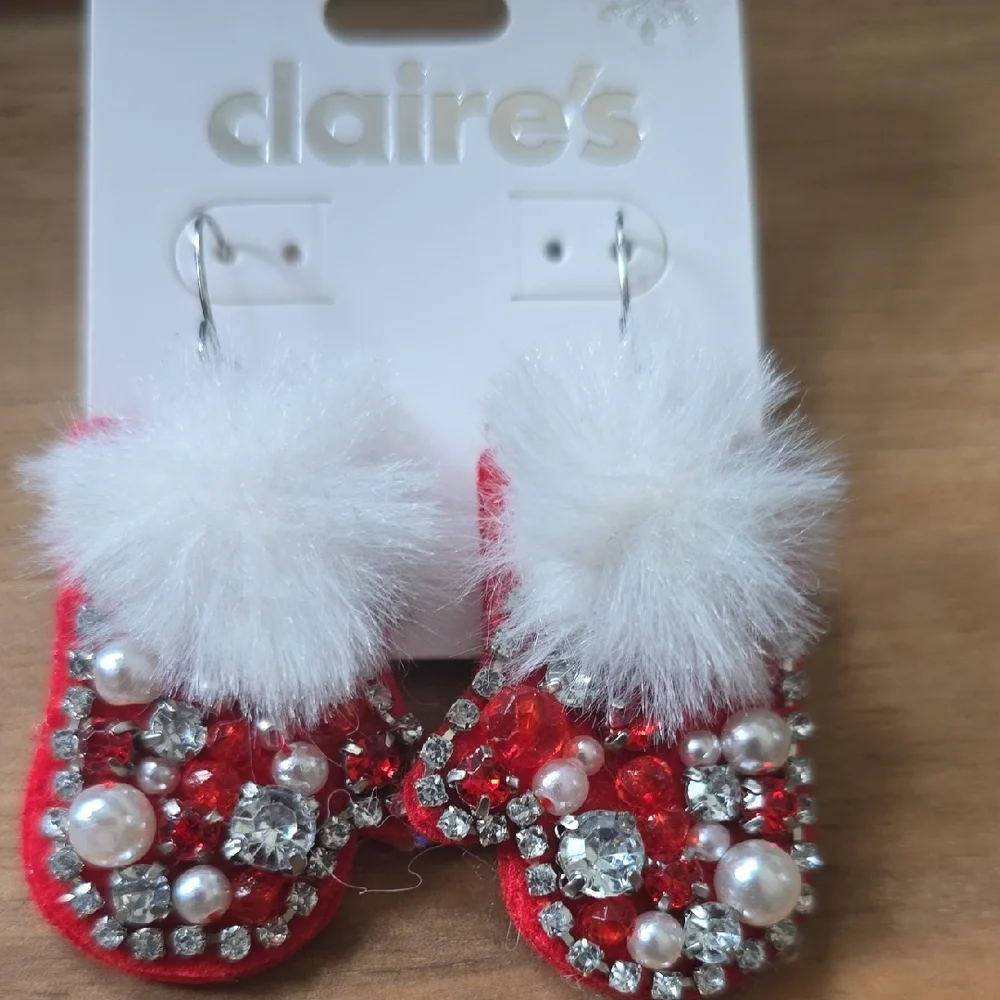 Claire's Chritmas Festive Pom-Pom Earrings🌲